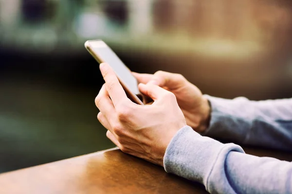 Everything Needs One Small Device Man Using His Mobile Phone — Foto de Stock