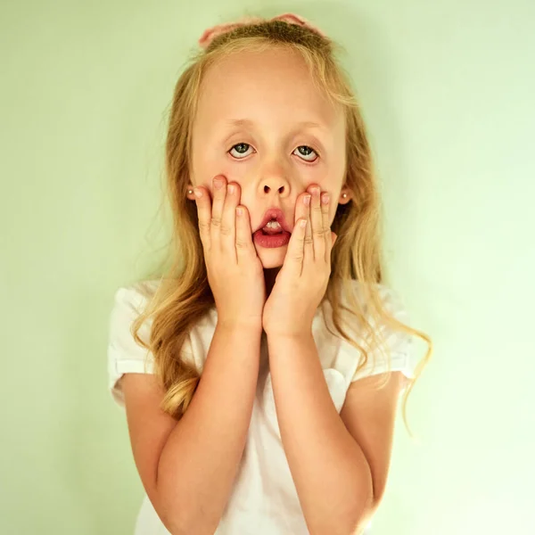 Bored Right Now Portrait Bored Little Girl Holding Her Face — Stock fotografie