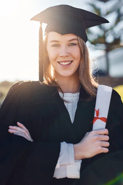 College Tough You Portrait Young Student Graduation Day — Foto Stock