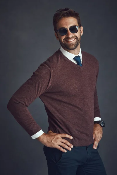 Modern Style Modern Man Studio Portrait Stylishly Dressed Young Man — Stockfoto