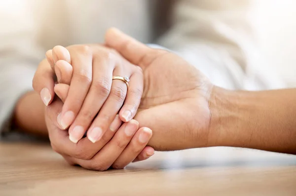 Married Couple Hands Loving Trust Empathy Support Husband Being Understanding — Fotografia de Stock