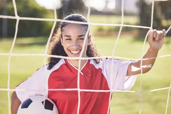 Happy Motivation Woman Soccer Player Football Ready Workout Match Exercise — Stock fotografie