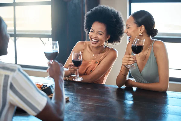 Friendship Fun Celebration Happy Group Bonding Drinking Wine Together Restaurant — Photo