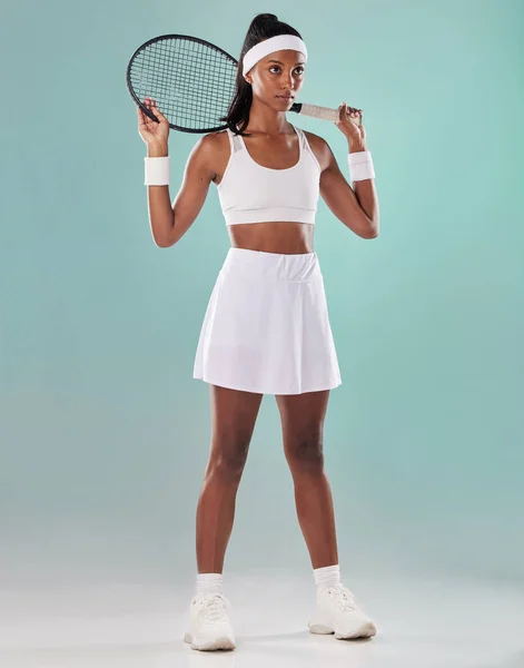 Black Woman Tennis Player Sports Athlete Training Game Motivation Fitness — Photo