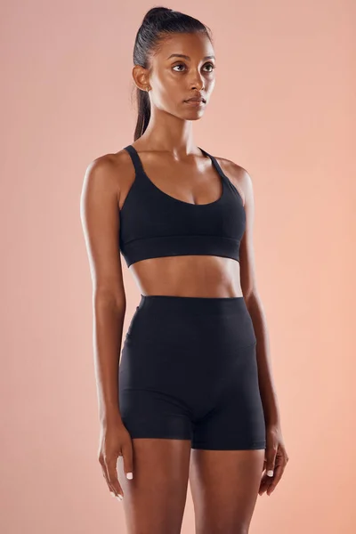 Healthy Fit Female Fitness Model Workout Sportswear While Standing Studio — Fotografia de Stock