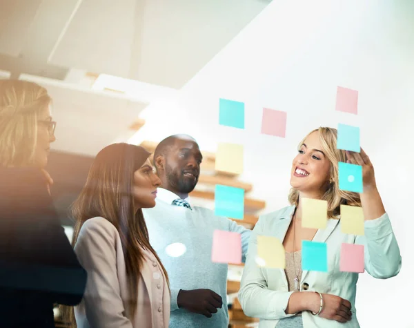 Office Business People Management Meeting Sticky Notes Planning Marketing Leadership — Stock Photo, Image