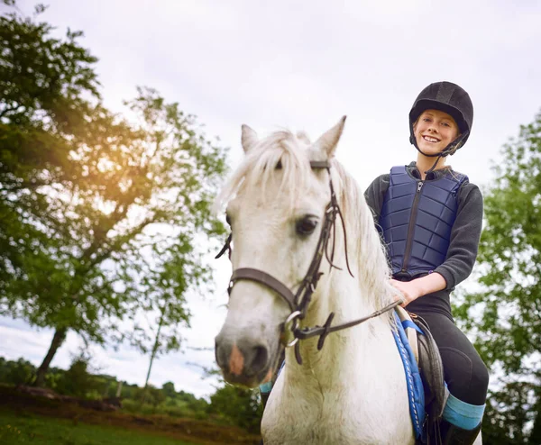Time Spent Saddle Time Well Spent Teenage Girl Going Horseback — Photo