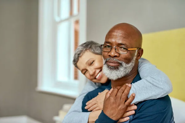 All Years You Still Make Smile Senior Married Couple Embracing — Photo