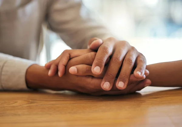 Support Unity Trust Couple Feeling Grief Due Cancer Holding Hands — Fotografia de Stock