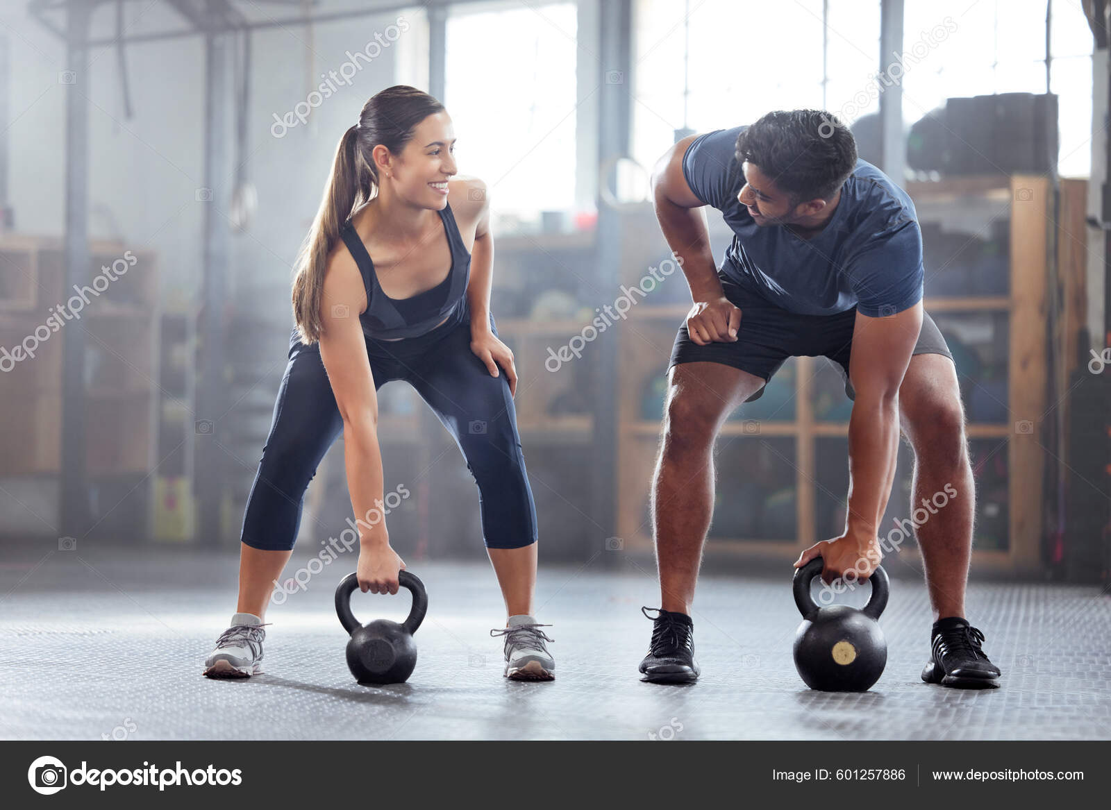 Premium Photo  Weightlifting fitness and people with kettle bell