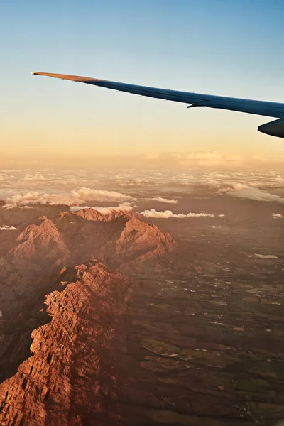 High Mountains High Angle Shot Views Airplane Window — Stockfoto