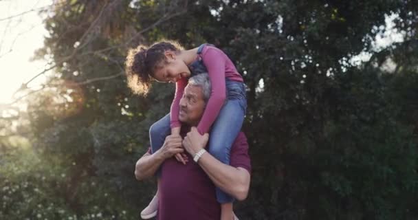 Play Fun Love Smiling Grandfather Playful Granddaughter While Bonding Playing — Video