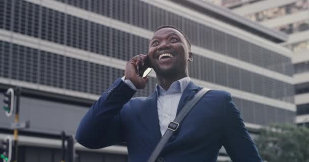 Cheering Excited Entrepreneur Celebrating Good News Successful Deal Agreement Call — Stockvideo