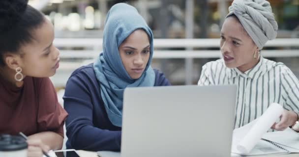 International Collaboration Working Teamwork Global Business Muslim Women Project Female — ストック動画