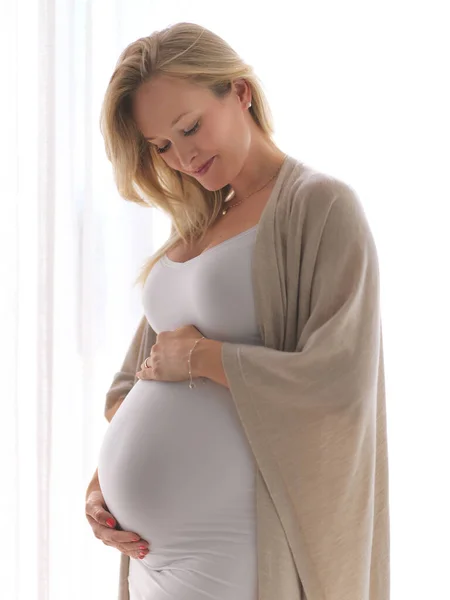 Cant Wait Shower You Lots Love Attractive Young Pregnant Woman — Foto Stock