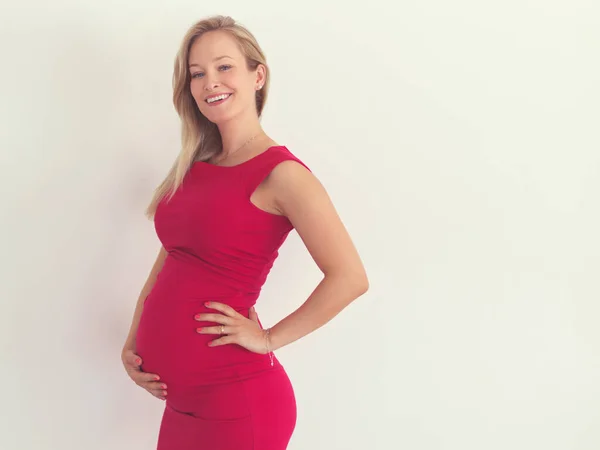 Bump Growing Mom Glowing Cropped Portrait Attractive Young Woman Holding — Fotografia de Stock