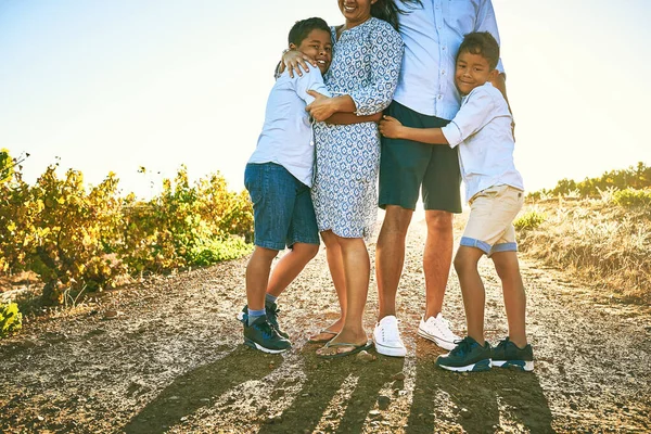 Best Love Portrait Happy Family Bonding Together Outdoors — Stockfoto