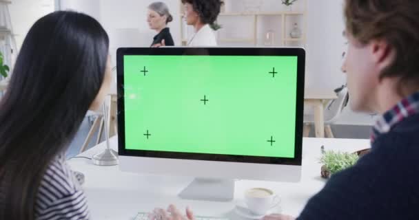 Green Screen Mockup Chroma Key Computer Digital Technology Tracking Markers — ストック動画