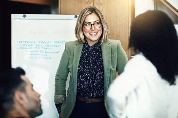 Success Makers Group Colleagues Having Brainstorming Session Modern Office — Foto Stock