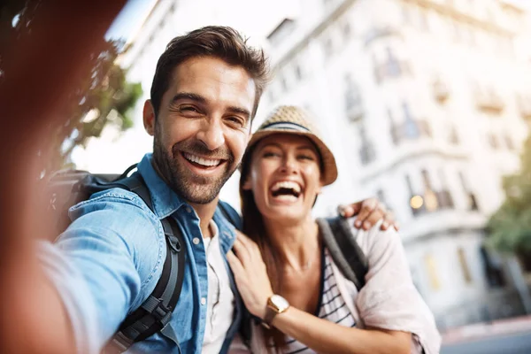 Were Happiest Were Together Cropped Portrait Affectionate Young Couple Taking — Foto de Stock