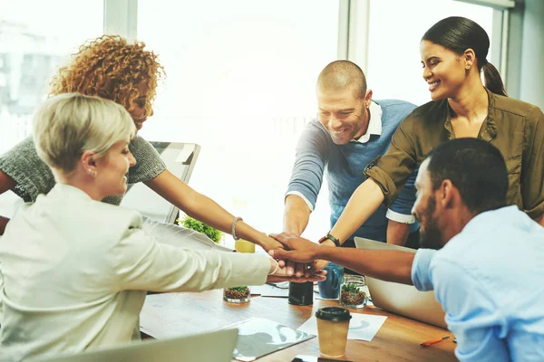 Well Make Happen Together Group Businesspeople Joining Hands Together Unity — Stock Photo, Image