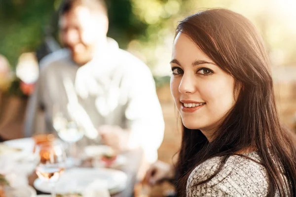 Ive Got Lot Thankful Cropped Portrait Attractive Young Woman Sitting — ストック写真