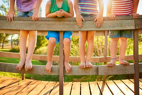 Innocence Fun Childhood Little Kids Playing Outdoors — Stockfoto