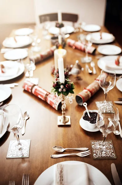 Youre Invited Our Christmas Feat Place Setting Table Christmas — Fotografia de Stock