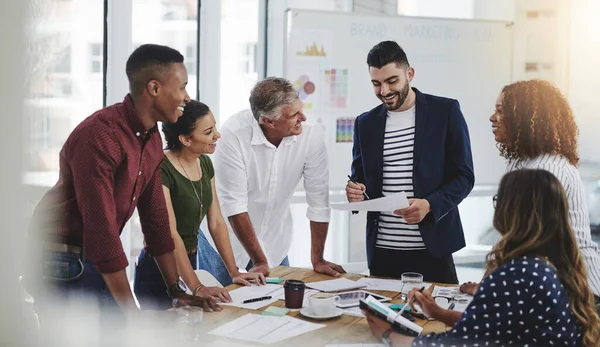 Anything Possible Great Team Creative Employees Working Modern Office — Stockfoto