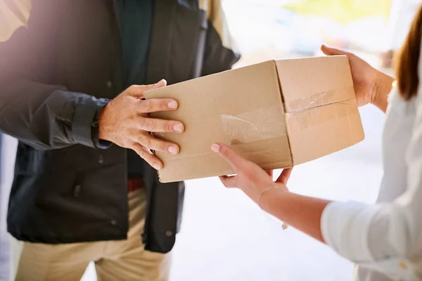 Making Another Successful Delivery Courier Making Delivery Customer — Stock Fotó