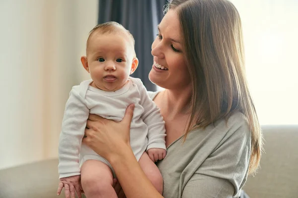 Unbreakable Bond Creation Young Mother Her Baby Home — Stock Fotó