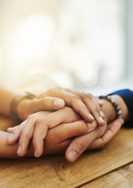 Help Always Reach Closeup Shot Two Unrecognizable People Holding Hands — Foto Stock