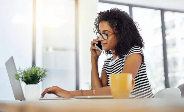 Shes Done Job Done Young Woman Working Home — 스톡 사진