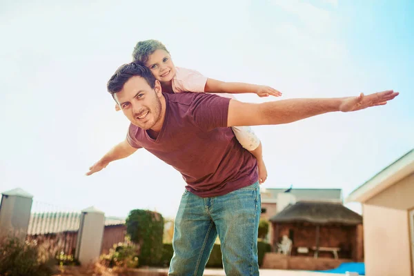 Daddy Best Friend Portrait Happy Little Girl Her Father Playing — Stock Fotó