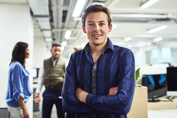 Have Some Big Dreams Achieve Portrait Young Designer Standing Office — Stockfoto