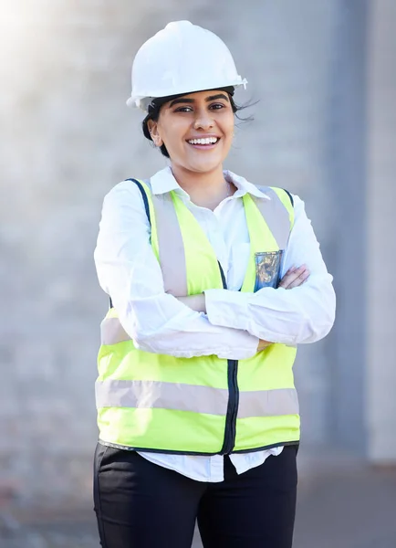 Construction Building Engineering Woman Contractor Technician Build Site Development Renovation — 스톡 사진