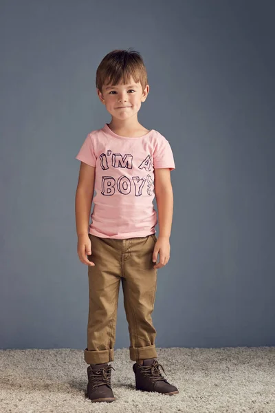 Boys Wear Pink Too Studio Portrait Boy Wearing Shirt Boy — Photo