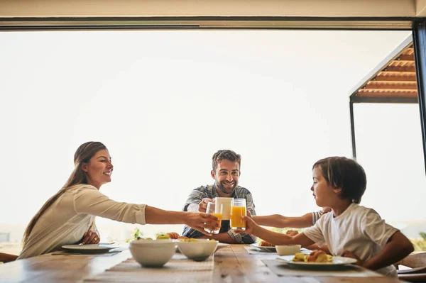 Best Start Day Family Family Having Breakfast Together Home — Stockfoto