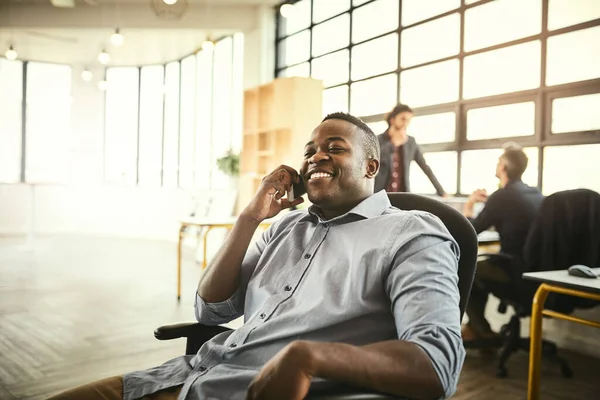 Can You Bet Handsome Young Businessman Talking His Cellphone Office —  Fotos de Stock