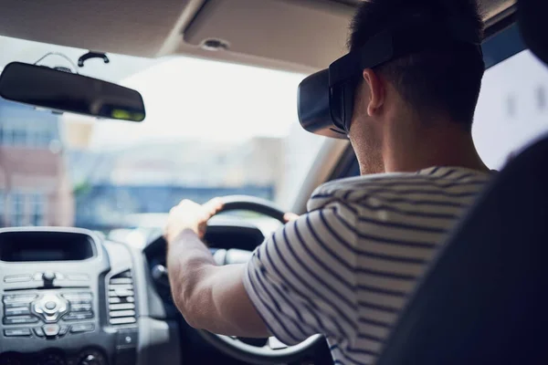 Youll Never Bored Traffic Again Happy Young Man Driving Car — Stok fotoğraf