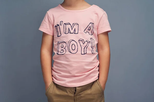 Fashion Makes Statement Studio Shot Boy Wearing Shirt Boy Printed — Foto Stock