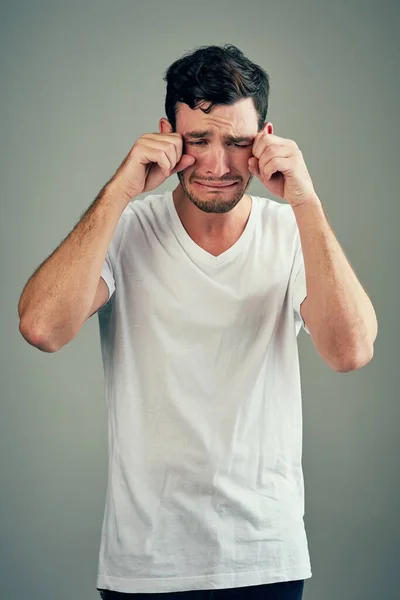 Men Cry Thats Okay Studio Shot Casual Young Man Posing — Foto de Stock