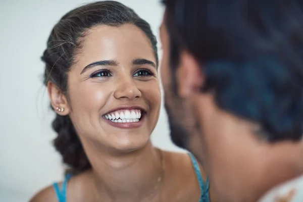 Loving Every Moment Spend Together Affectionate Young Couple Bonding Couch — Photo