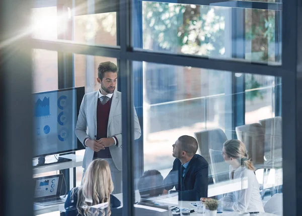 Can Because Think Can Businessman Listening Another Businessman Boardroom — Foto de Stock