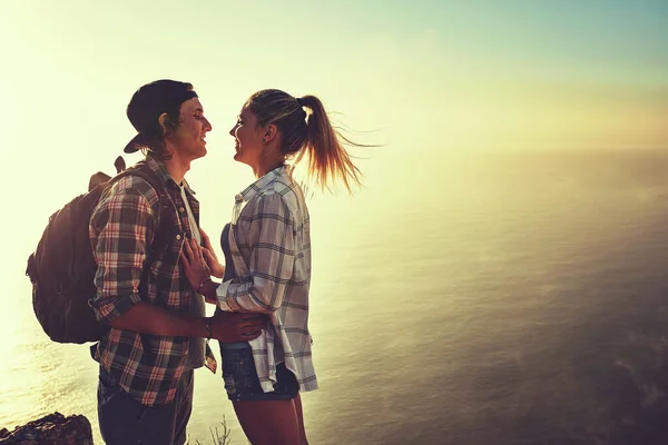 Theres View More Breathtaking You Affectionate Young Couple Bonding While — Stockfoto