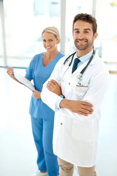 Lives Together Cropped Portrait Two Happy Healthcare Practitioners Posing Together —  Fotos de Stock