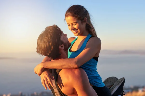 Get Closer Every Workout Affectionate Couple Out Workout — Stock fotografie