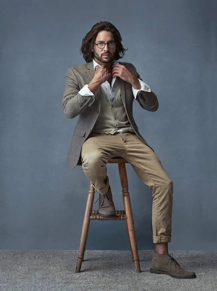 Man Style Full Length Studio Portrait Handsome Stylish Young Man — Foto Stock