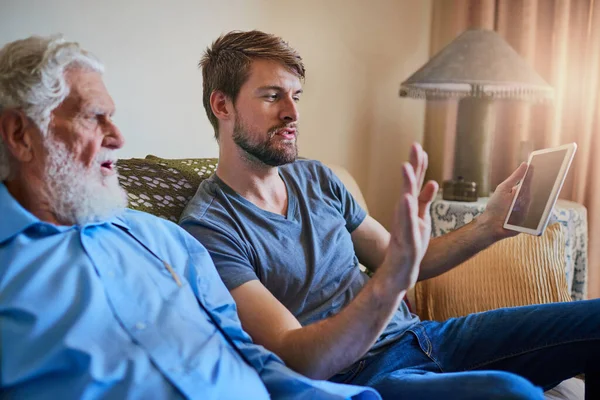 Youre Going Love Social Media Young Man Showing His Elderly — Fotografia de Stock