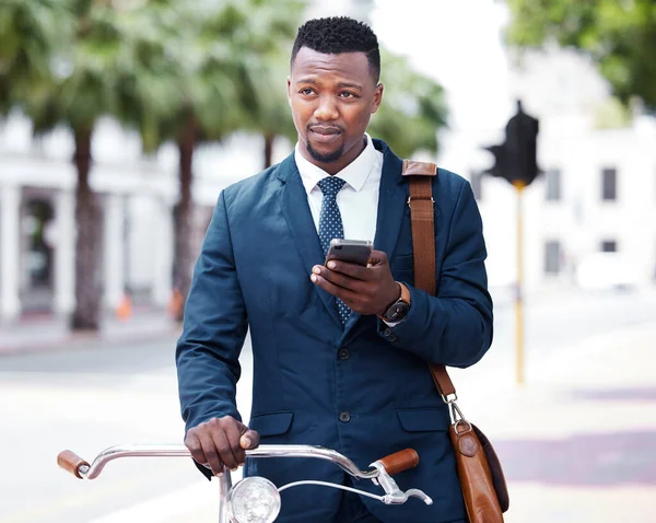 Phone Business Bike Business Man His Morning Commute Work City — Stock fotografie